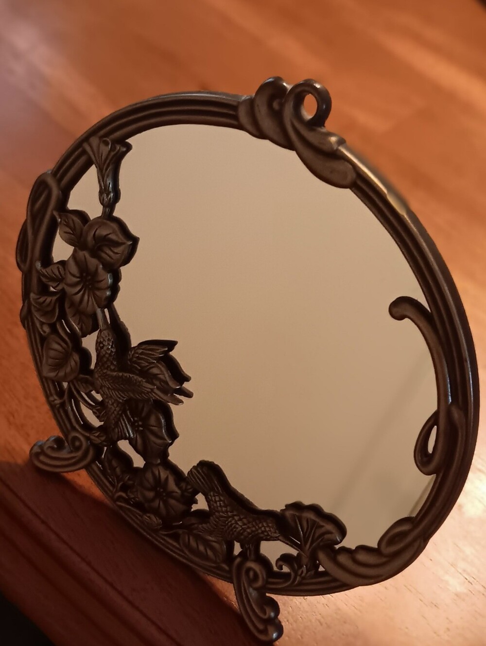 Andrea By Sadek VTG Brass Hummingbird Floral Round Standing/Hanging Mirror - Picture 6 of 6